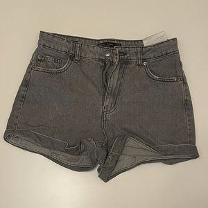 Bershka High Waist Denim Gray Shorts